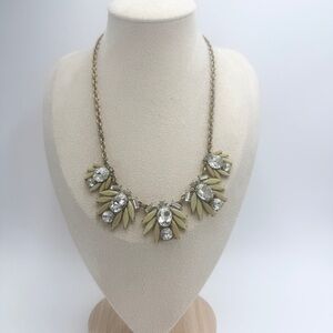 J Crew Signed Necklace Off White Crystal Stations Gold Tone Chain Statement